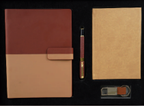 Coffret Agenda VIP 16x22 cm en similicuir et 3 Accessoires Complets coloris au choix