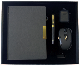 Coffret Agenda VIP 16x22 cm en similicuir et 4 Accessoires Complets coloris au choix