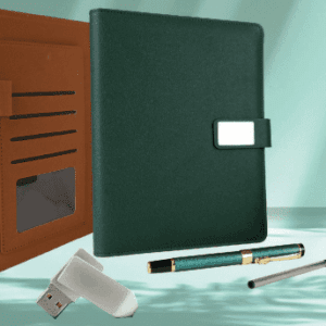 Coffret Agenda VIP en similicuir 16x22 cm et 3 Accessoires Complets coloris au choix