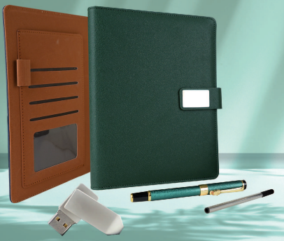 Coffret Agenda VIP en similicuir 16x22 cm et 3 Accessoires Complets coloris au choix