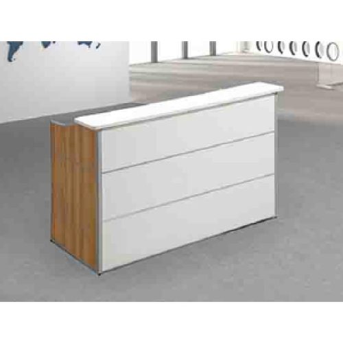 Comptoir de réception WELCOME en bois MDF mélaminé 160 x 75 x 105 cm hêtre & blanc