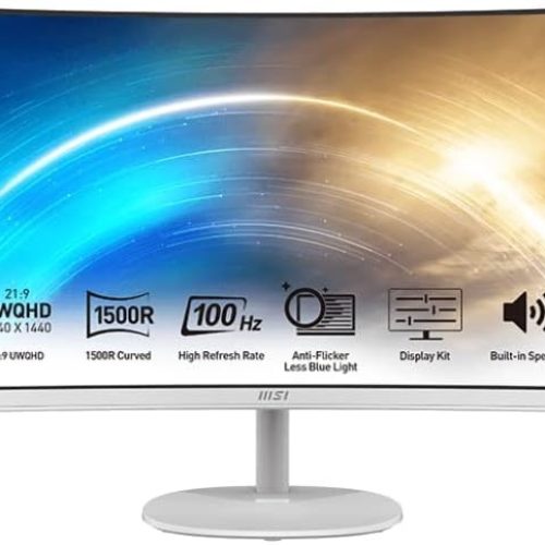 Écran MSI Pro MP341CQW Écran Bureautique Incurvé 34″ – 3440×1440 – 21:9 Blanc