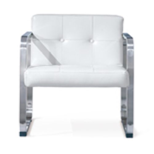 Fauteuil 1 place NEW CUBE en simili cuir noir et chrome 68 x 63 x 78 cm