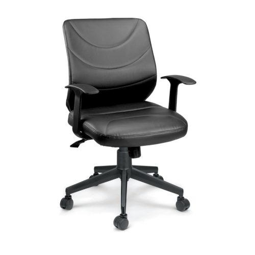 Fauteuil opérateur à roulettes FLEX en Cuir synthétique noir avec accoudoirs