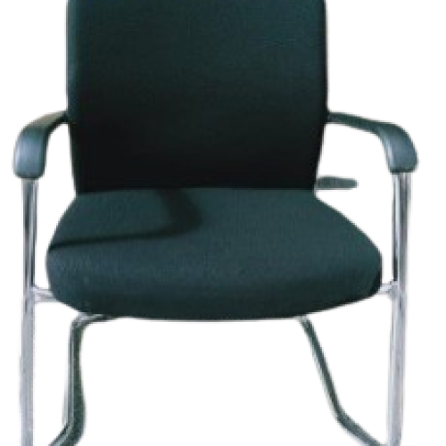 FAUTEUIL VISITEUR MAKS EN TISSU ACCOUDOIRS EN ACIER BLEU