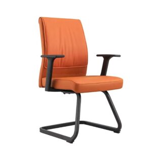 Fauteuil Visiteur MEDIUM en simili cuir – Dossier medium, accoudoirs fixes, piètement luge en métal noir coloris au choix