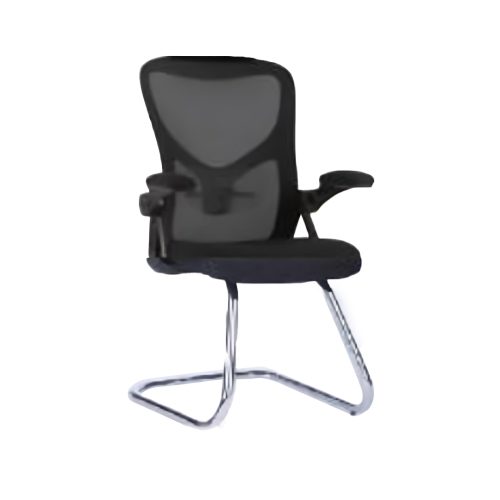 Fauteuil visiteur SQUARE avec accoudoirs pivotants assise en tissu / dossier mesh noir