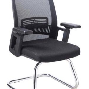 Fauteuil visiteur SQUARE en mesh noir & chrome