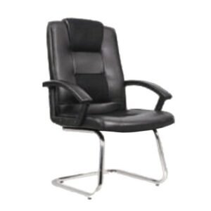 Fauteuil visiteur sur luge ALEXIO en cuir synthétique & Aluminium Couleur Noir