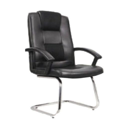 Fauteuil visiteur sur luge ALEXIO en cuir synthétique & Aluminium Couleur Noir