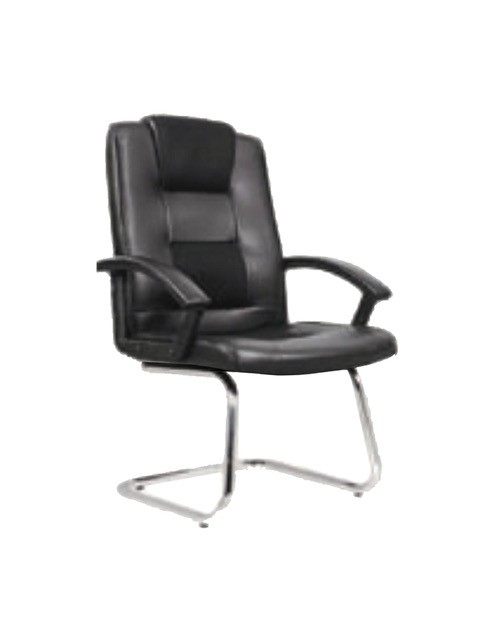 Fauteuil visiteur sur luge ALEXIO en cuir synthétique & Aluminium Couleur Noir