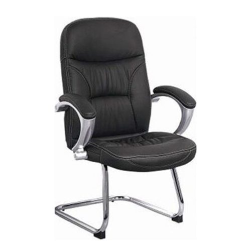 Fauteuil visiteur sur luge APOLO en simili cuir noir & PP