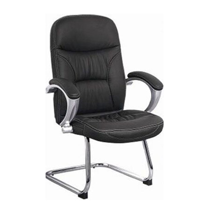Fauteuil visiteur sur luge APOLO en simili cuir noir & PP