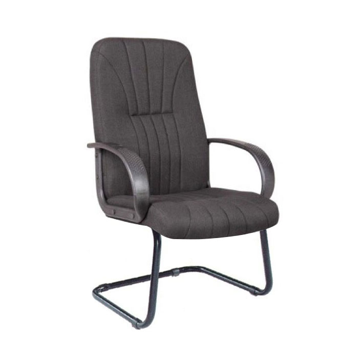 Fauteuil visiteur sur luge ASTON en tissu noir & chrome