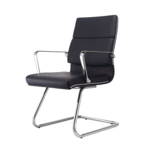 Fauteuil visiteur sur luge CASA en simili cuir & Aluminium Noir
