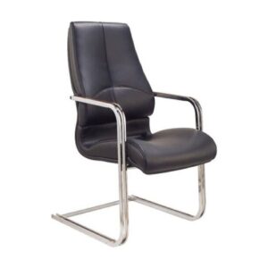 Fauteuil visiteur sur luge CLASSIC en simili cuir & chrome