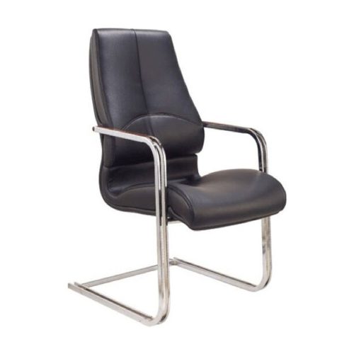 Fauteuil visiteur sur luge CLASSIC en simili cuir & chrome