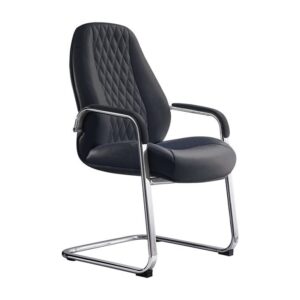 Fauteuil visiteur sur luge CLOVER en cuir synthétique & Aluminium