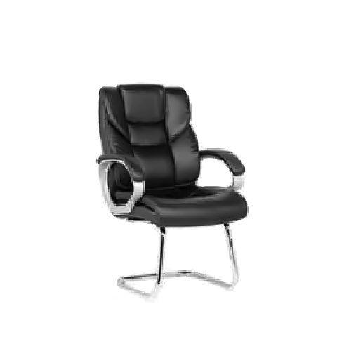 Fauteuil visiteur sur luge STAR en PU noir & Alu avec accoudoirs (NF6611VM)