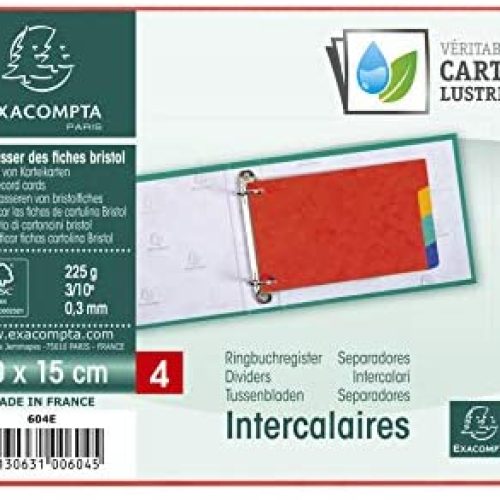 jeu Intercalaires Pour Fiches Bristol Carte Lustrée 225G/M2 4 Positions – 100X150MM