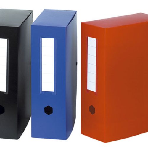 Lot de 10 Boîtes d’archives à pression EXACOMPTA en Polypro Dos 100 mm Col au choix