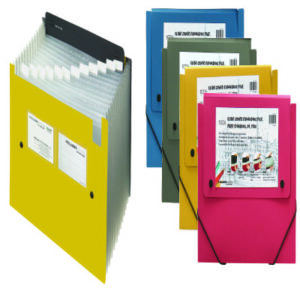 Lot de 10 Dossiers extensibles FOLDERMATE 13 Pochettes Format A4 (Coloris au choix)