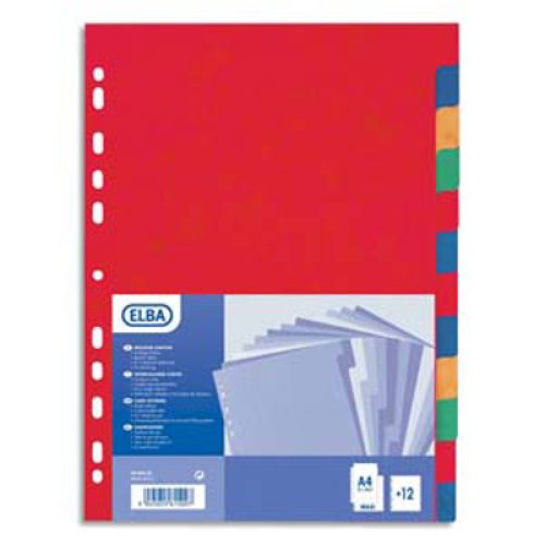 Lot de 10 Jeux de 12 intercalaires A4 SICLA touches neutres colorées