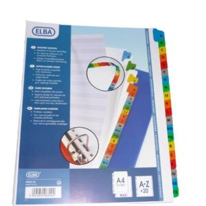 Lot de 10 Jeux de 20 intercalaires A4 ELBA touches imprimées AZ