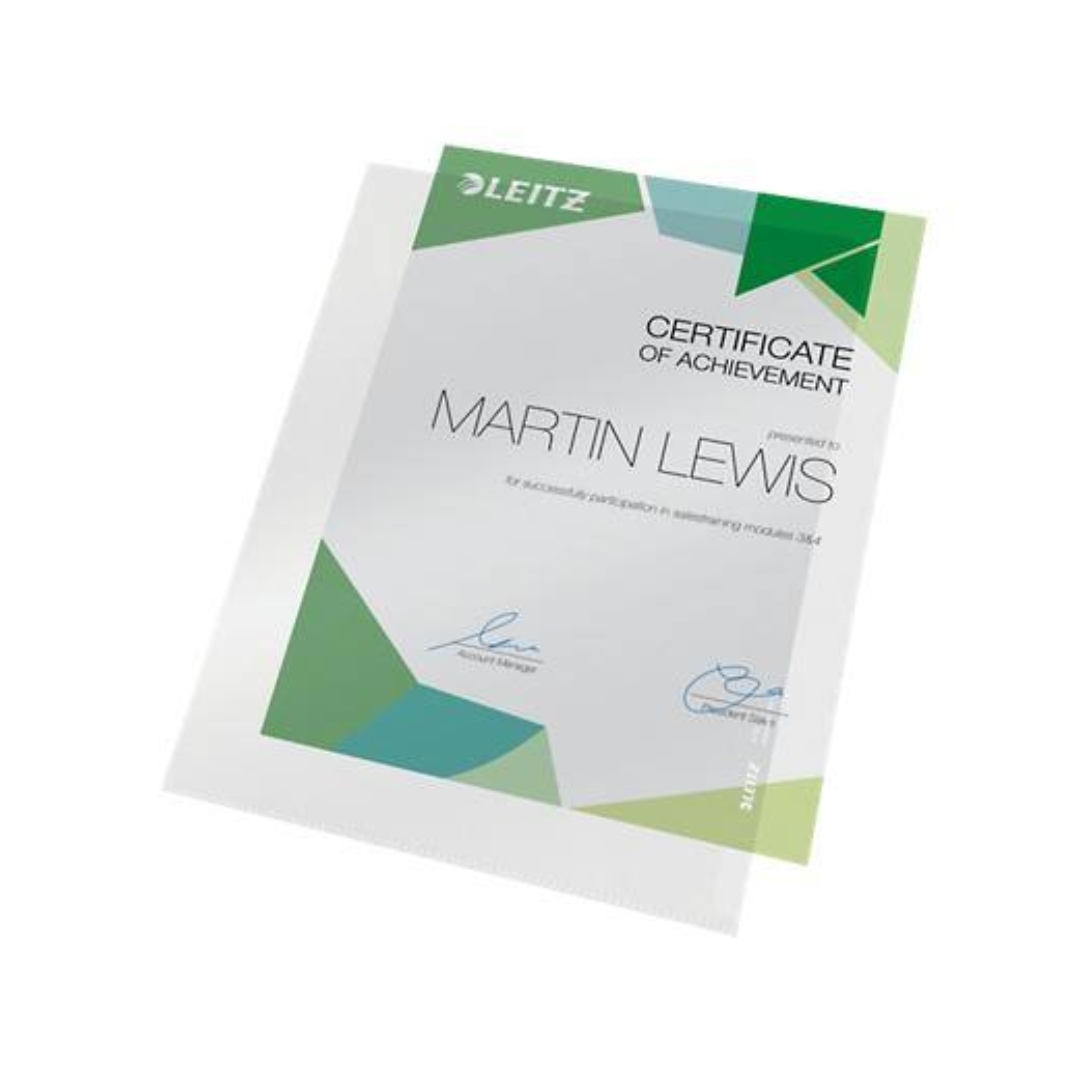 Lot de 10 Pochettes coin transparentes Leitz 4100