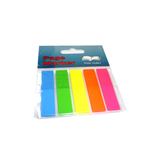 Lot de 10 Pochettes de 125 Index marques-pages Info-notes 12×50 mm (5 Coul Fluo)