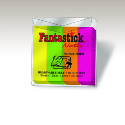 Lot de 10 Pochettes de 400 Index marques-pages Fantastick 50x12 mm (4Coul Fluo assorties)