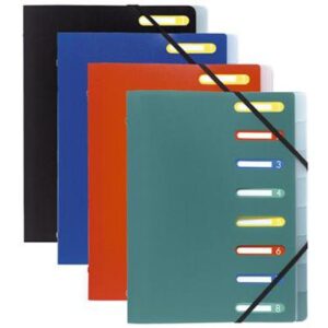 Lot de 10 Trieurs Polypro EXACOMPTA 3 rabats 8 Compartiments (Noir)