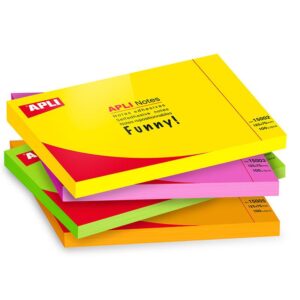 Lot de 12 blocs de 100 notes repositionnables APLI 75X125mm 4 coloris au choix Neon