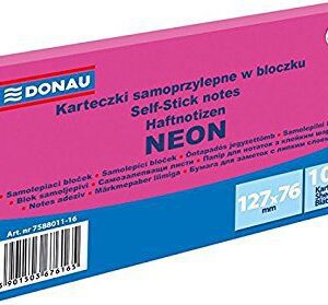 Lot de 12 blocs de 100 notes repositionnables DONAU 127x76 mm 5 coloris au choix