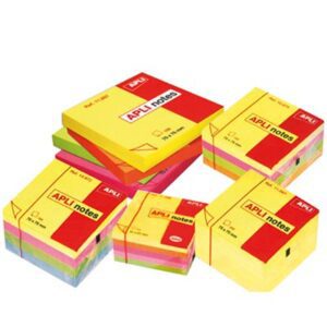 Lot de 12 Blocs de notes repositionnables Apli-Notes 75x75 mm 4 coloris fluos au choix