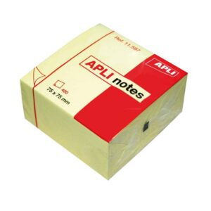 lot de 12 Blocs de notes repositionnables Apli-Notes 75x75 mm jaune pastel