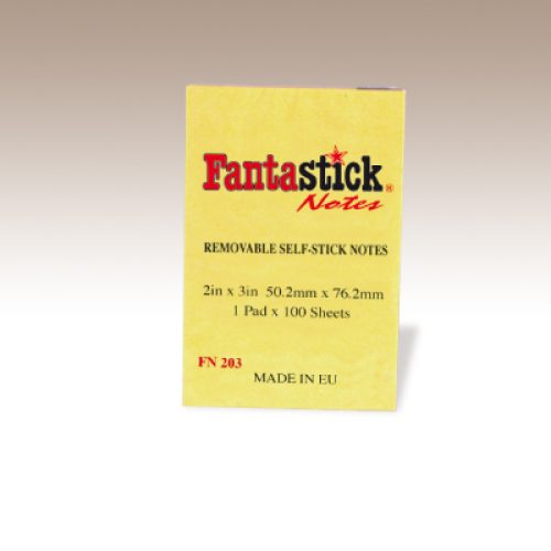 Lot de 12 notes auto-adhésives Fantastick 50.8 x 76.2 mm Coul Jaune