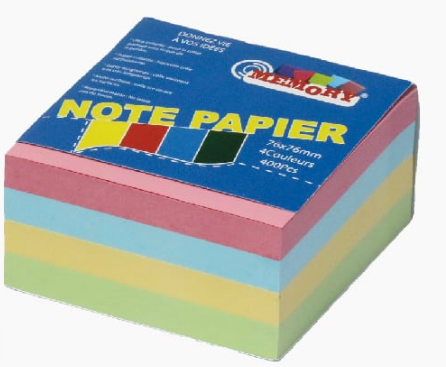 Lot de 12 notes post-it 4 couleurs MEMORY 76x76 mm