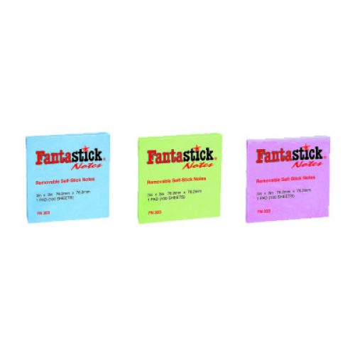 Lot de 12 notes repositionnables Pastelles Fantastick 76.2 x 76.2 mm (3 Coloris au choix)