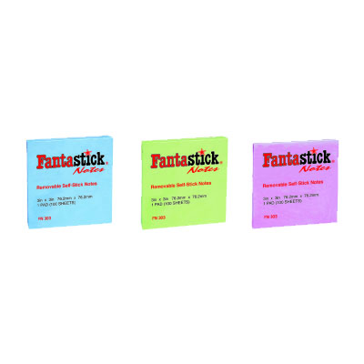 Lot de 12 notes repositionnables Pastelles Fantastick 76.2 x 76.2 mm (3 Coloris au choix)