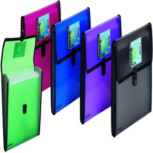 Lot de 12 Porte-documents à soufflets FOLDERMATE 13 Pochettes A4 Coul Assorties