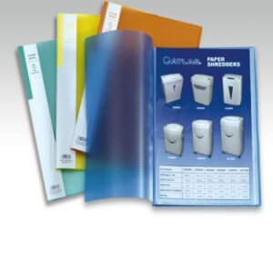 Lot de 12 Porte-Vues transparents Alpha avec 20 pochettes A4 Coul assorties