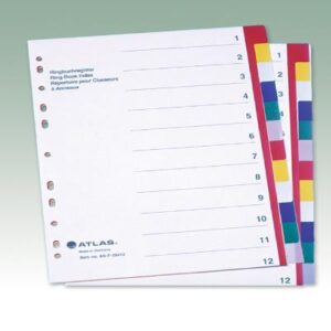 Lot de 15 Jeux d'intercalaires alphabétiques couleur ATLAS A à Z format A4