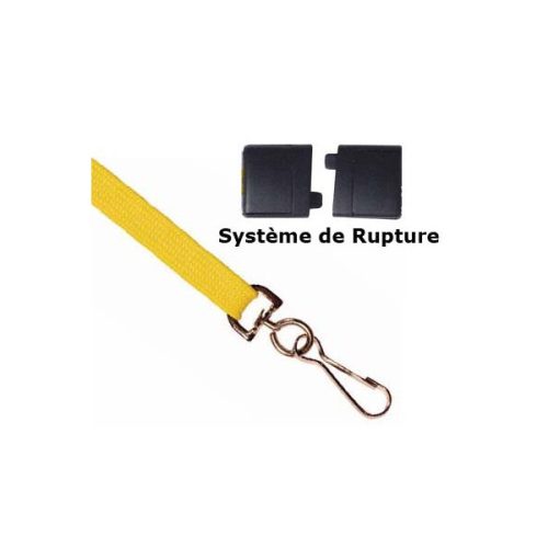 Lot de 20 Cordons en polyester tube 10 mm à mousqueton métal avec système de rupture