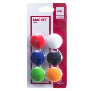 Lot de 24 Blisters de 6 aimants Magnétiques Deli 7825 pour tableau 30mm Assorties