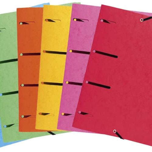 Lot de 25 Chemises à élastiques 3 rabats perforées Exacompta Punchy carte lustrée 375g/m²