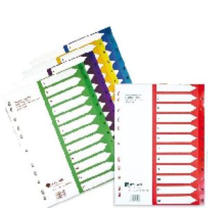 Lot de 35 Jeux d'intercalaires numériques transparentes A4 ATLAS 1 à 12 Col au choix