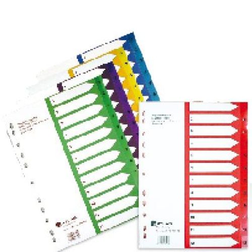 Lot de 35 Jeux d’intercalaires numériques transparentes A4 ATLAS 1 à 12 Col au choix