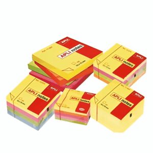 Lot de 5 Blocs notes repositionnables Apli-Notes 51x51 mm 250 feuilles 5 Coul Fluo