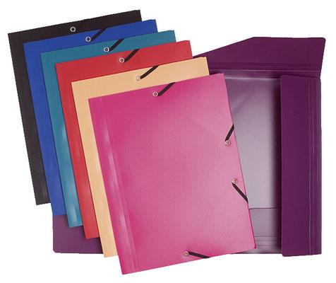 Lot de 60 Chemises Exacompta en POLYPRO à élastiques 3 rabats 24x32 (Assortis: 7 coul)